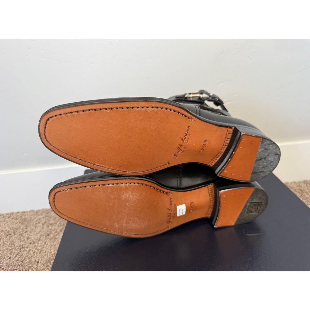 Ralph Lauren Purple Label Halton Black Burnished Calf Leather Ankle Boots 39.5B - Picture 3 of 7
